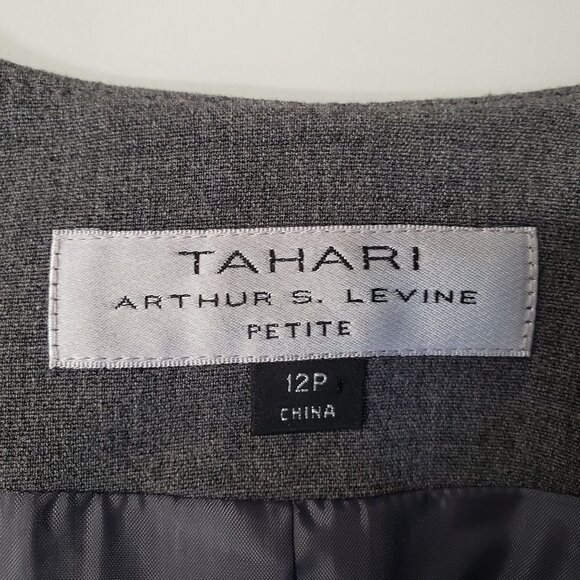 Tahari Gray Petite Womens Zipper Jacket Blazer 12 Office Minimalist Professional - Picture 5 of 6